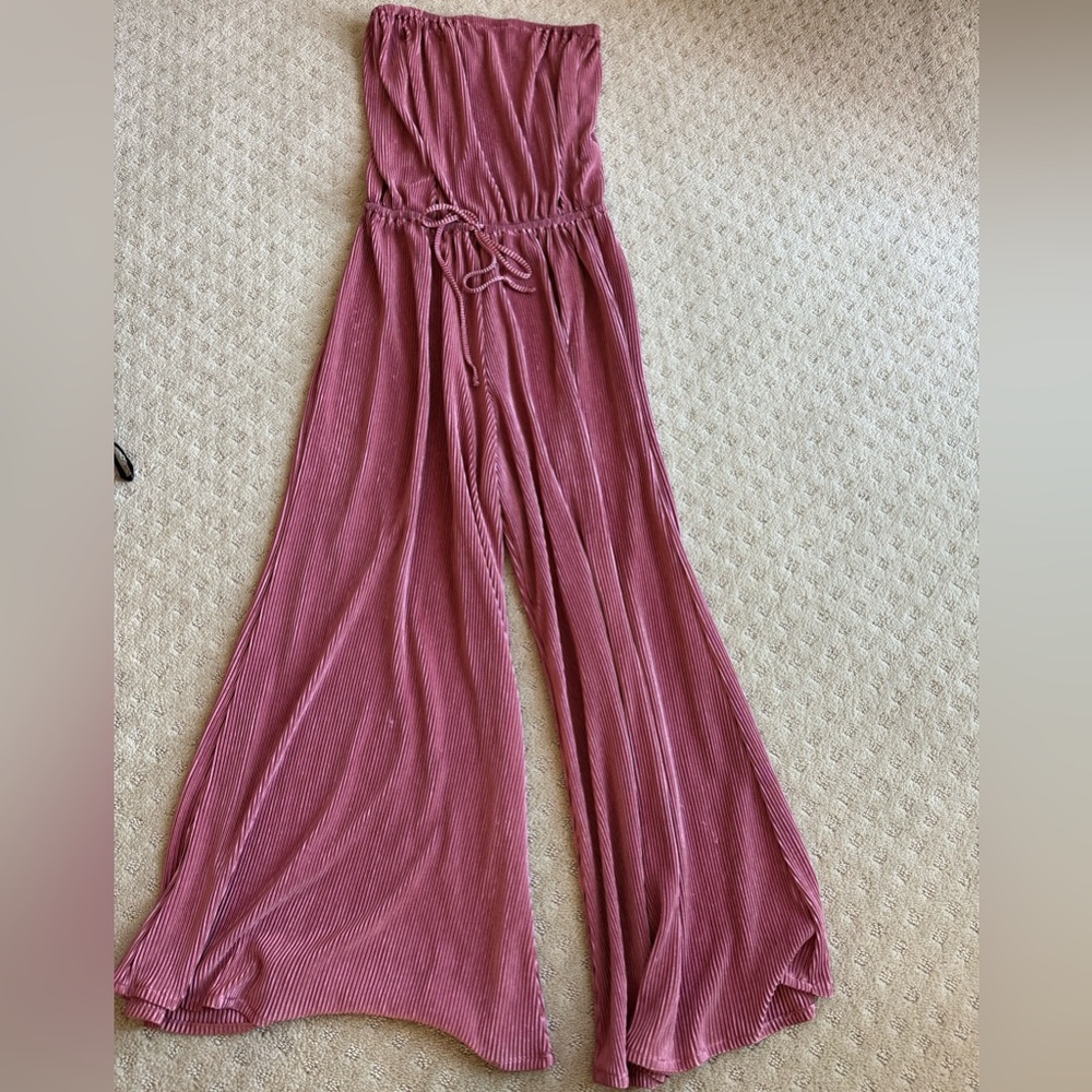 Blue Life pink silk jumpsuit; XS